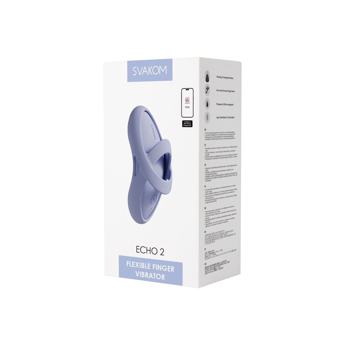 Смарт-вібратор для клітора Svakom Echo 2 Sky Blue, підігрів до 38 &deg;C, знімна насадка на палець