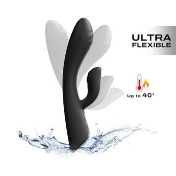 Вибратор-кролик с подогревом Dorcel FLEXI RABBIT BLACK, гибкий ствол