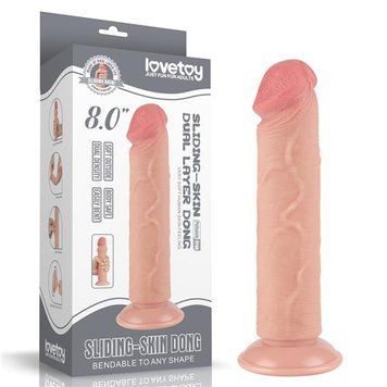 Фаллоимитатор LoveToy Sliding-Skin Dual Layer Dong 8" Flesh