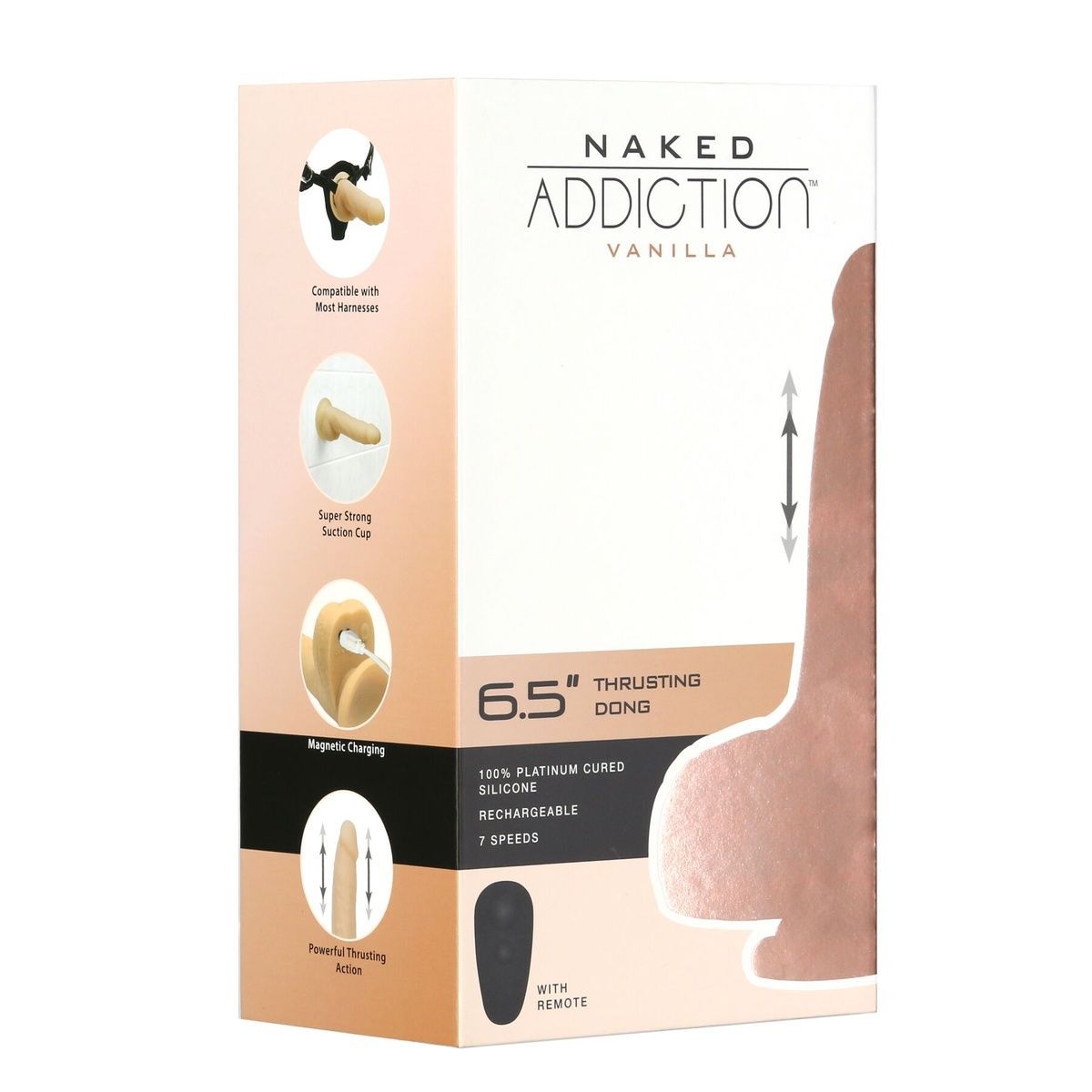 Фалоімітатор-пульсатор Naked Addiction 6.5&Prime; Thrusting Dong With Remote, рухи вперед-назад, пульт ДК