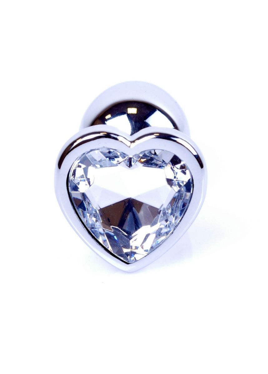 Анальная пробка Jewellery Silver Heart Plug Clear d 2,7 см