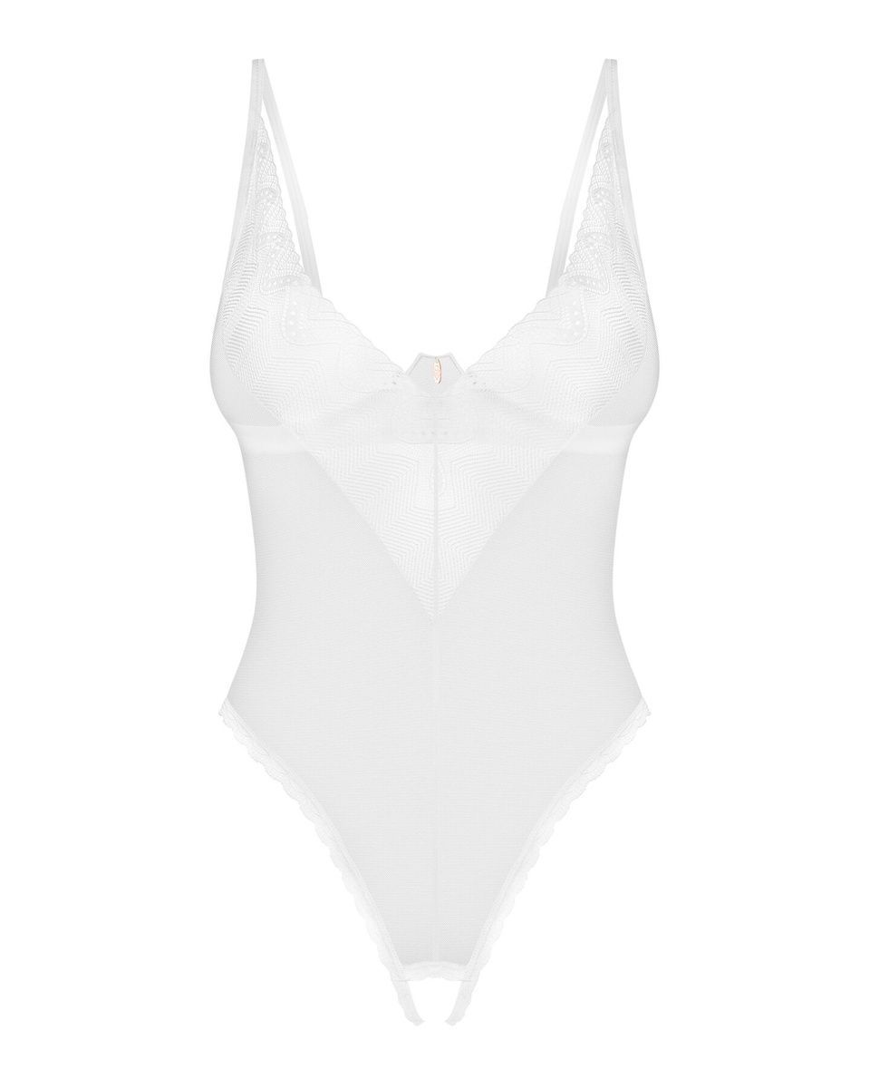 Боди з доступом Obsessive Alissium crotchless teddy, лиф с мягкой чашкой, высокие трусики, XS/S