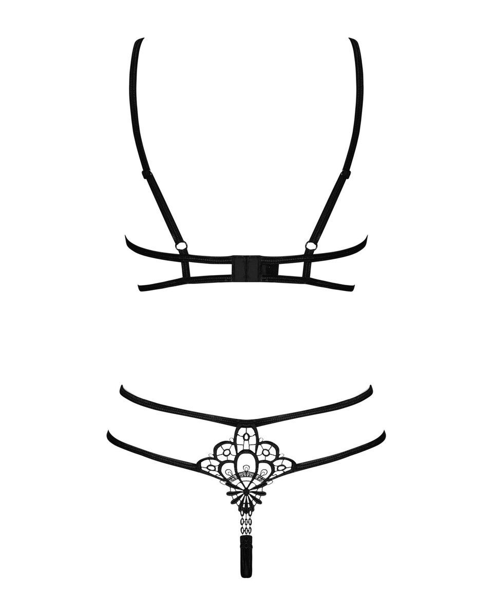 Эротический комплект из стреп Obsessive Badossa 2-pcs set, черный, с доступом, S/M
