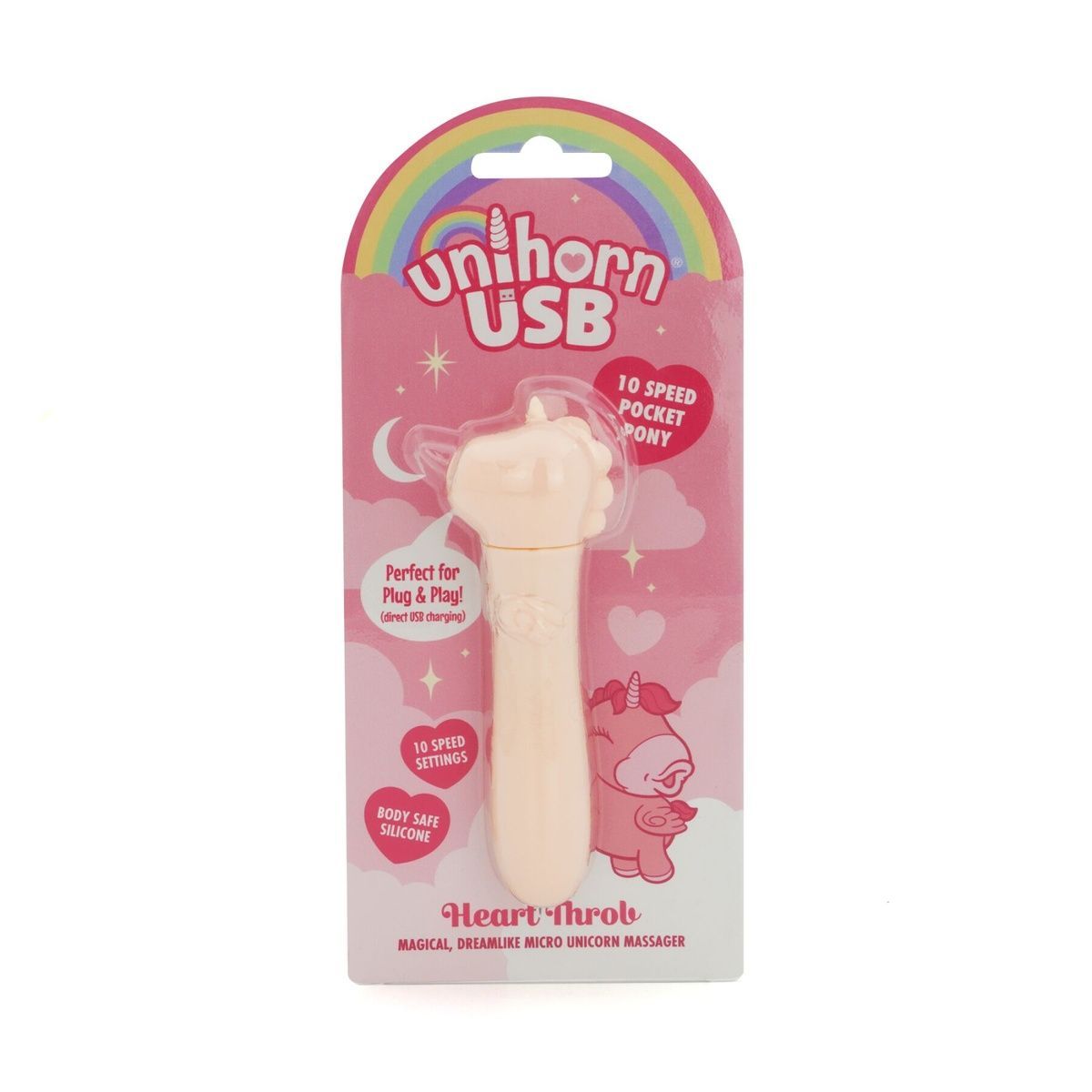 Вібратор-єдиноріжка Unihorn USB Bullet &ndash; Heart Throb, віброкуля, USB-зарядка, 10 режимів