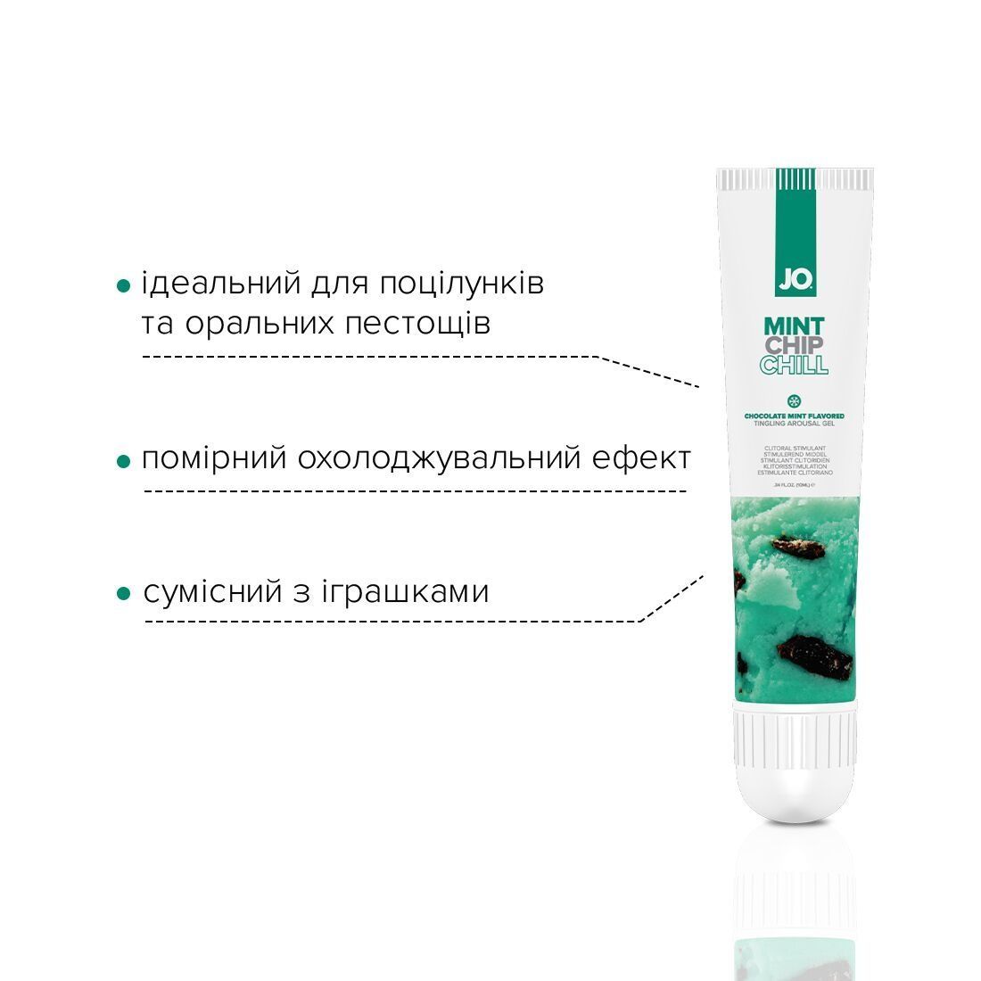 Гель для клітора JO &mdash; Mint Chip Chill (10 мл), можна для поцілунків, вібрація з охолодженням