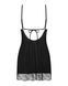Пеньюар Obsessive Lobellis chemise & thong, XL/2XL, черный, кружевная отделка, стринги в комплекте