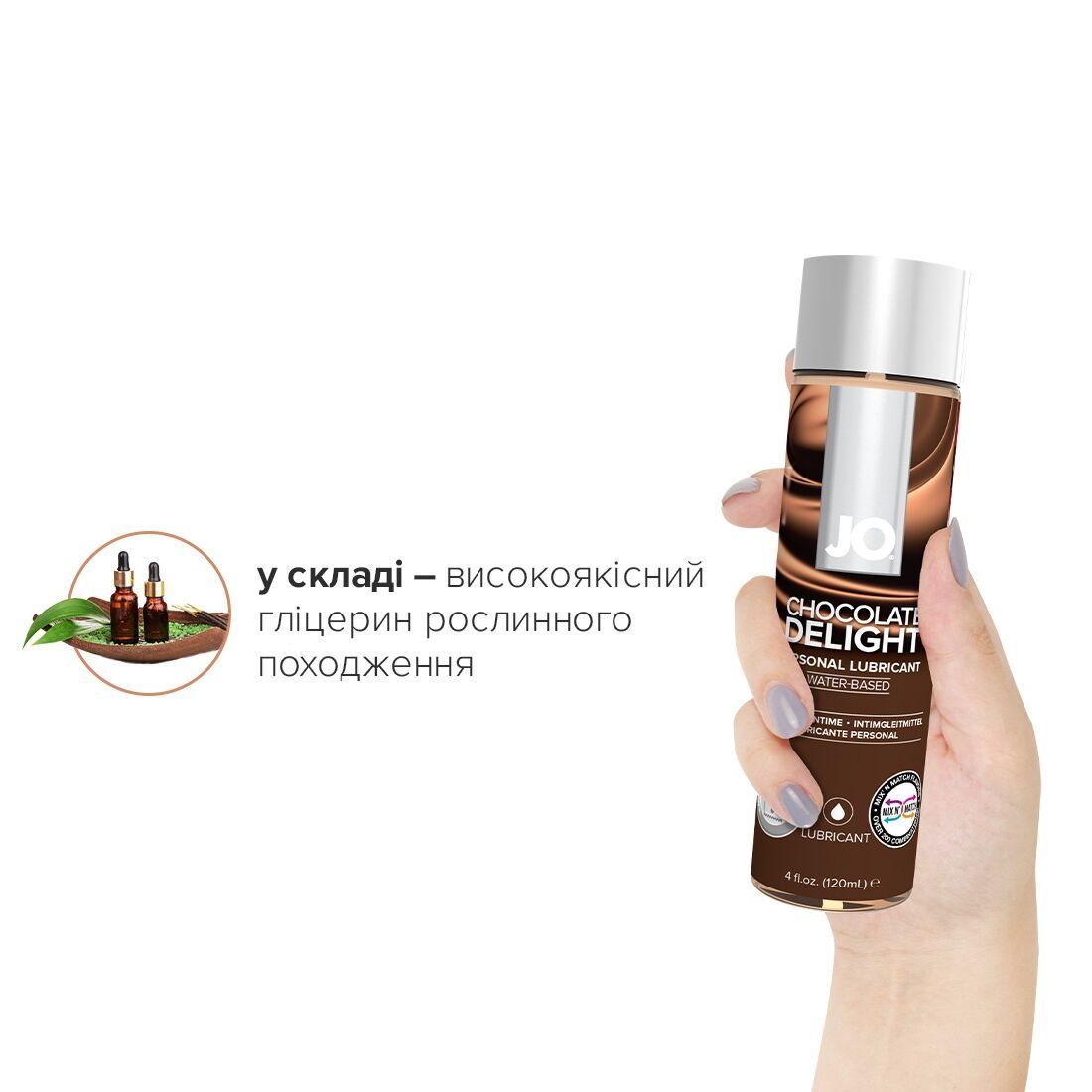 Змазка на водній основі JO H2O &mdash; Chocolate Delight (120 мл) без цукру, рослинний гліцерин