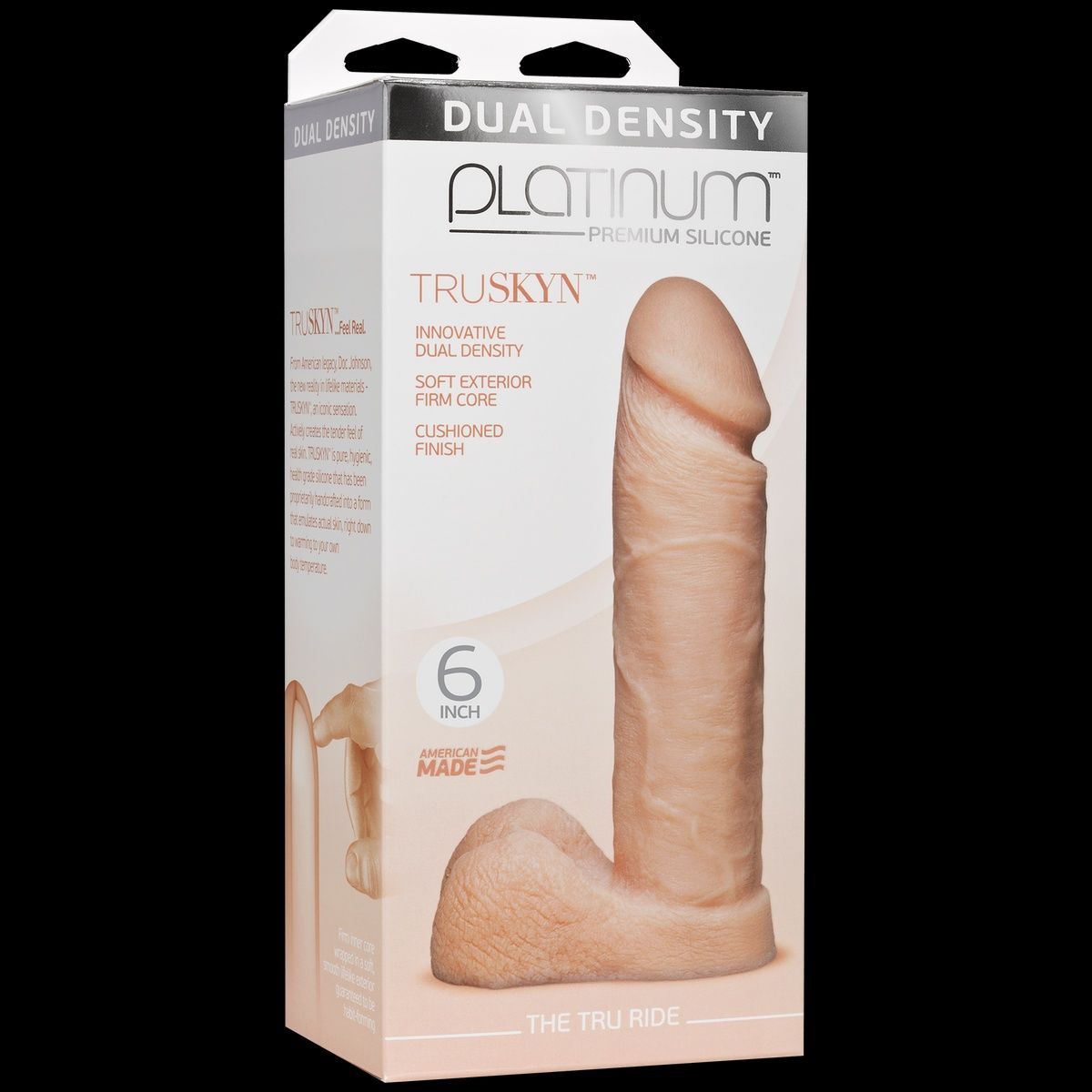 Фалоімітатор Doc Johnson Platinum TRUSKYN - The Tru Ride 6 Inch, діаметр 4,3 см, двошаровий силікон
