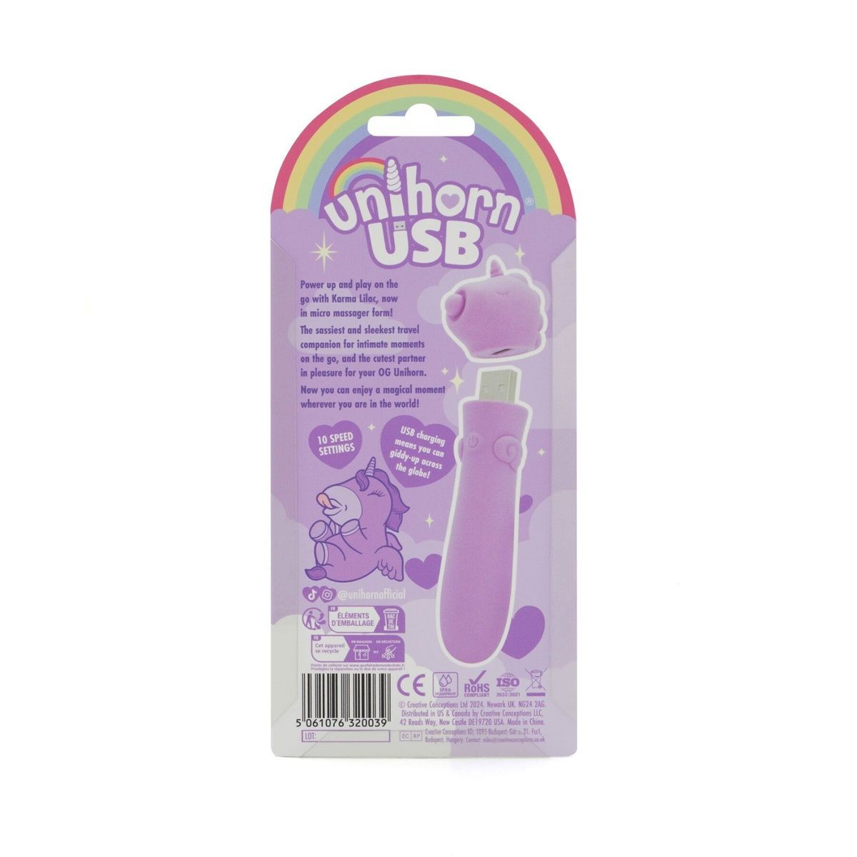 Вібратор-єдиноріжка Unihorn USB Bullet &ndash; Karma Lilac, віброкуля, USB-зарядка, 10 режимів