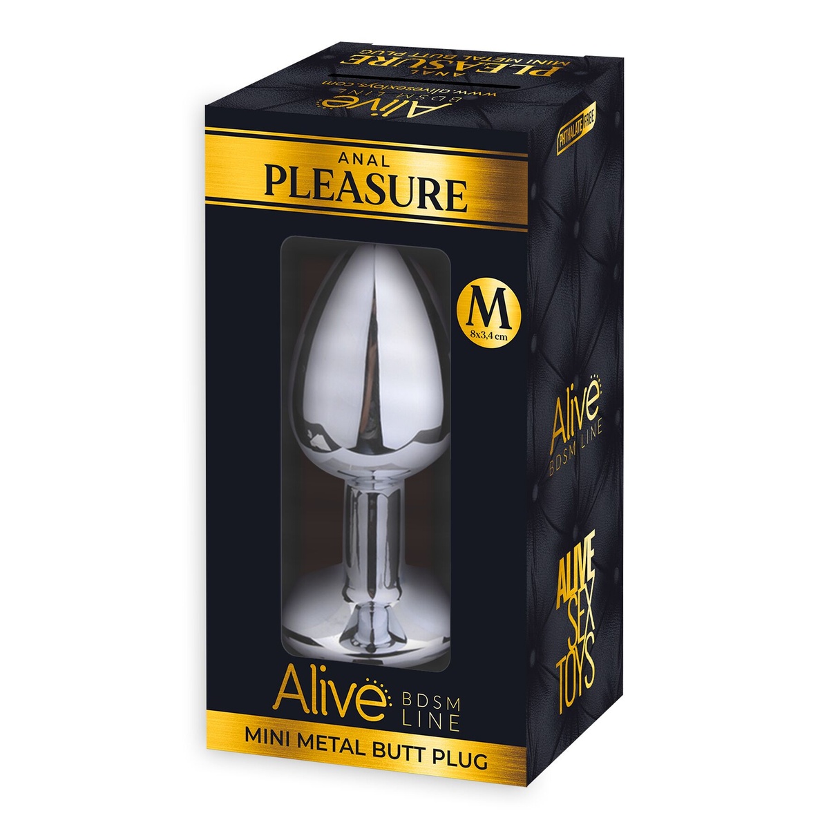 Металева анальна пробка з кристалом Alive Mini Metal Butt Plug White M