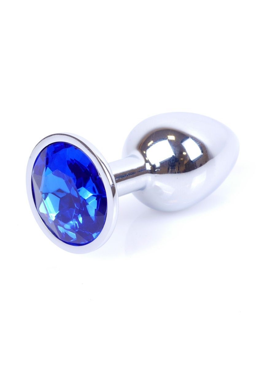Анальная пробка Jewellery Silver Plug Dark Blue,  2,7 см