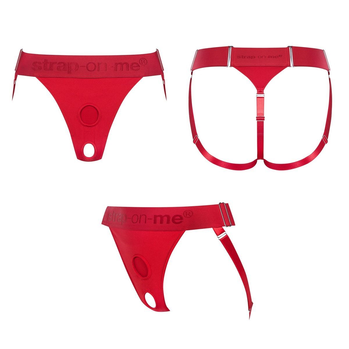 Трусики для страпона Strap-On-Me HARNAIS LINGERIE UNIQUE, One Size, красные