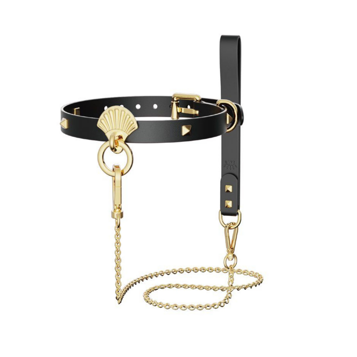 Розкішний нашийник з повідцем Zalo Collar & Leash Set Black