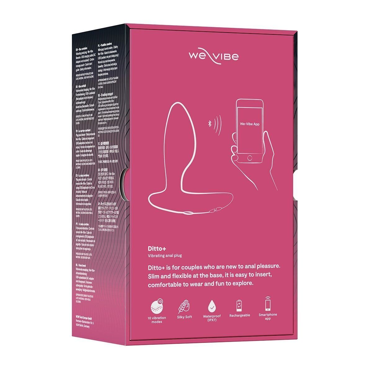 Анальна смарт-вібропробка We-Vibe Ditto+ Cosmic Pink, 10 режимів, пульт ДК