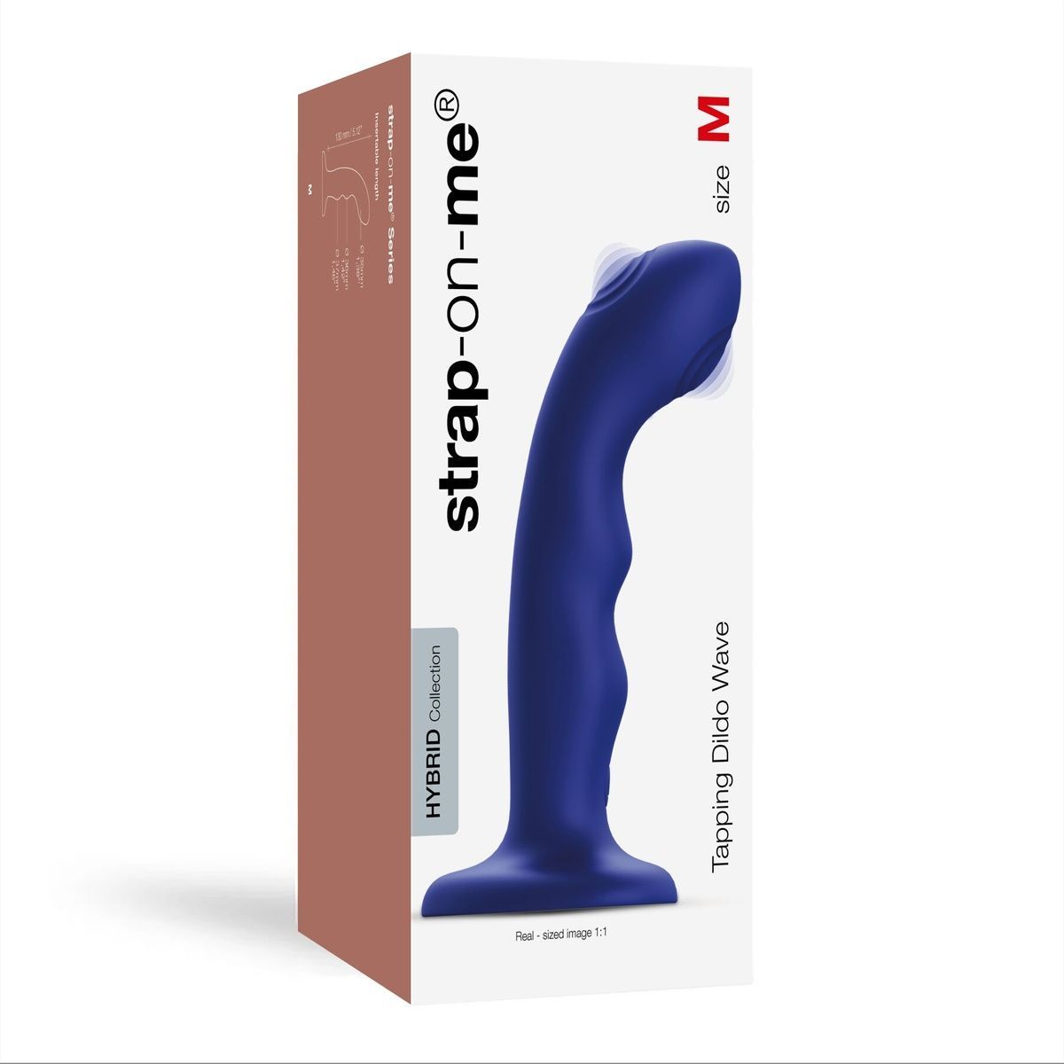 Насадка для страпона с двойной точечной пульсацией Strap-On-Me TAPPING DILDO WAVE &ndash; NIGHT BLUE, М