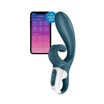 Смарт вібратор-кролик Satisfyer Hug Me Bluegrey, 2 мотори, діаметр 4,2см, широка кліторальна частина