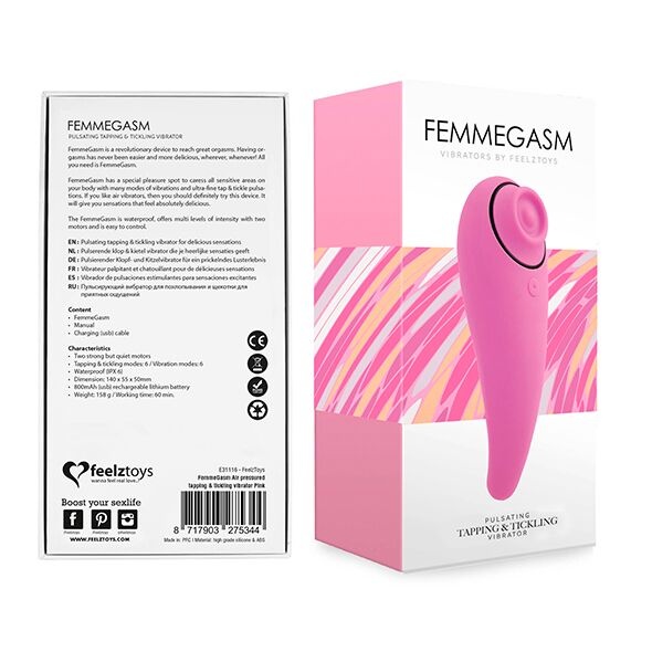 Пульсатор для клитора плюс вибратор FeelzToys - FemmeGasm Tapping & Tickling Vibrator Pink