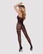 Бодистокинг Obsessive Bodystocking F213, имитация кружевного боди и резинки для чулок, S/M