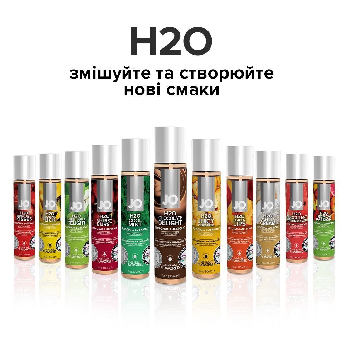 Смазка на водной основе JO H2O &mdash; Chocolate Delight (30 мл) без сахара, растительный глицерин