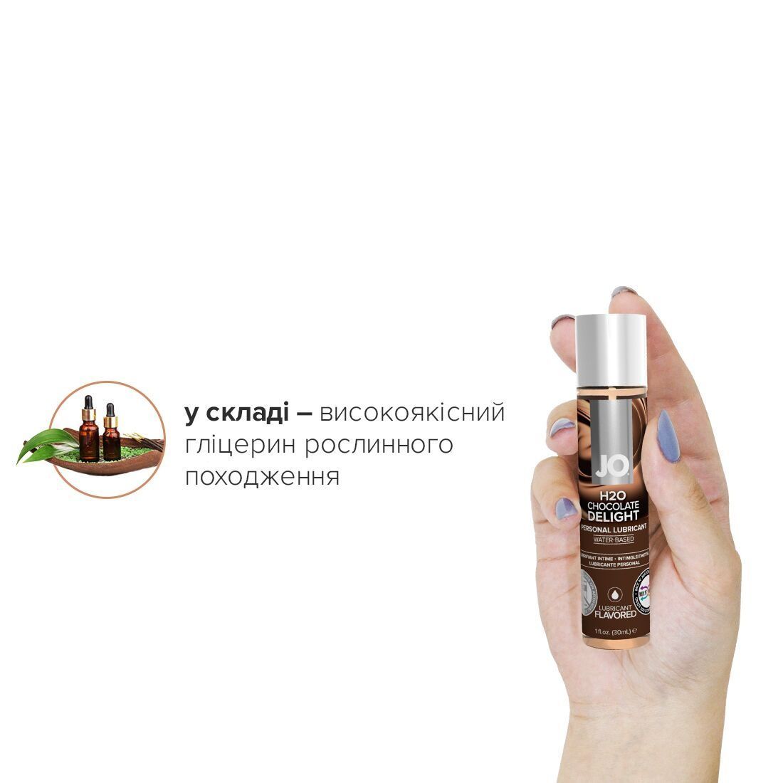 Смазка на водной основе JO H2O &mdash; Chocolate Delight (30 мл) без сахара, растительный глицерин