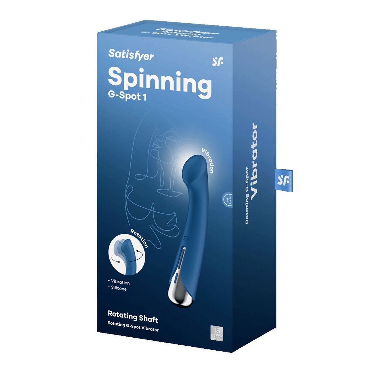 Вибратор с ротацией Satisfyer Spinning G-Spot 1 Blue, плоская площадка для стимуляции точки G