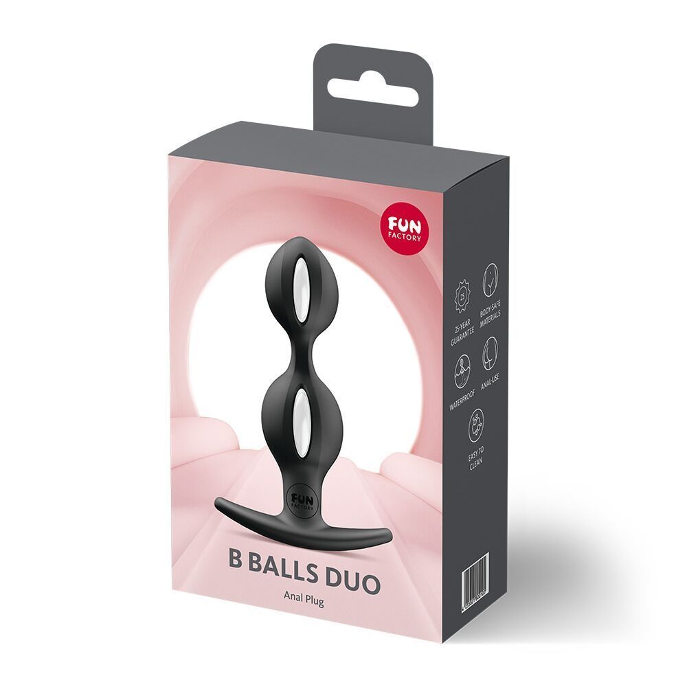 Анальні кульки Fun Factory B BALLS DUO Black, ефект вібрації, діаметр 3,2 та 3,6 см