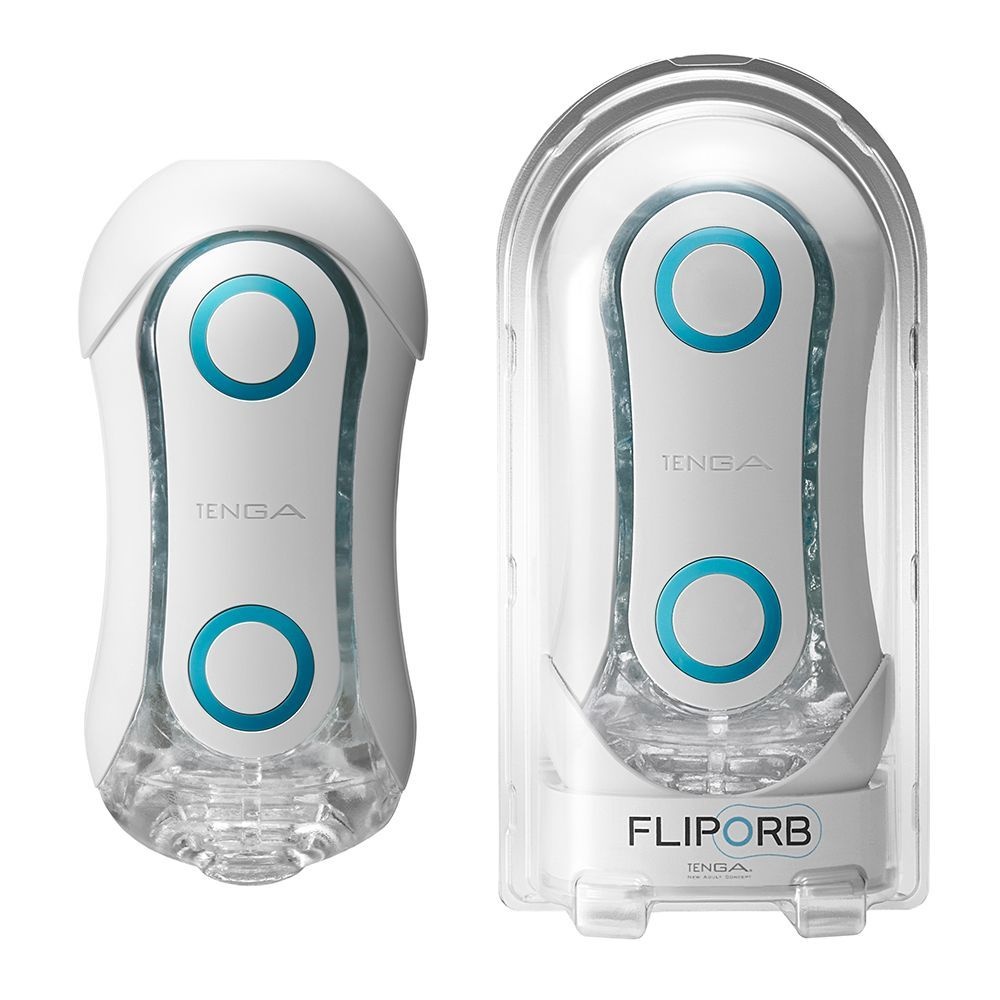 Мастурбатор Tenga Flip Orb — Blue Rush, с изменяемым сжатием, со стимулирующими шариками внутри