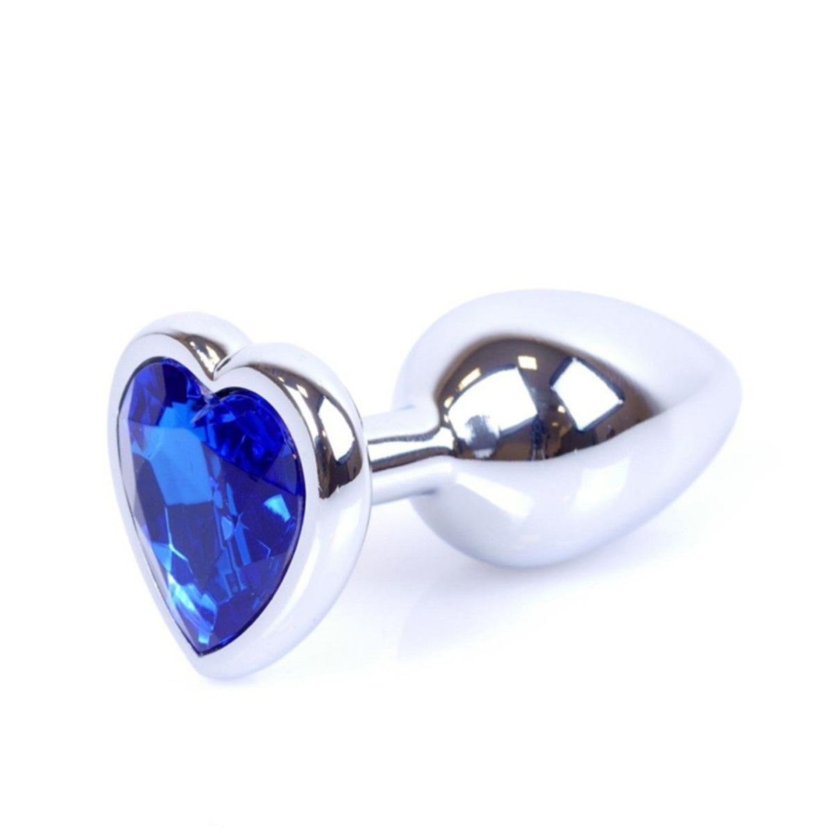 Анальная пробка Jewellery Silver Heart PLUG Dark Blue, 2,7 см