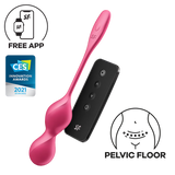 Вагинальные смарт-шарики с вибрацией Satisfyer Love Birds 2 Connect App Red, 86 г, пульт ДУ