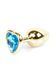 Анальная пробка Jewellery Gold Heart Plug Light Blue, 2,7 см