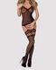 Бодистокинг Obsessive Bodystocking F214 black S/M/L, имитация корсета и чулок на подвязках