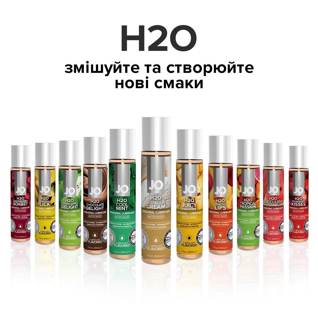 Змазка на водній основі JO H2O &mdash; Vanilla Cream (30 мл) без цукру, рослинний гліцерин