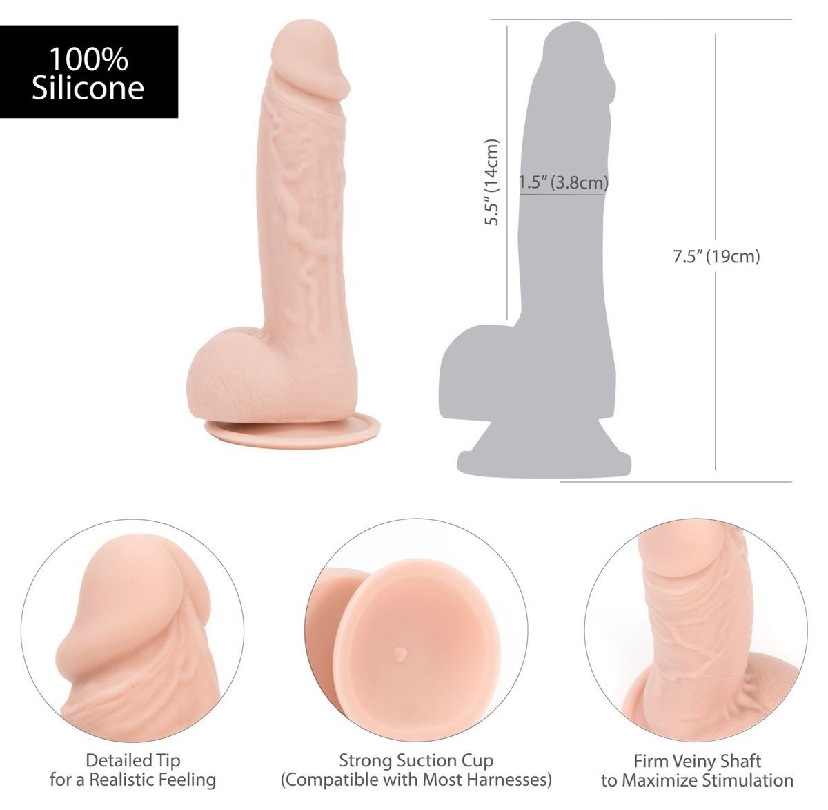 Реалистичный фаллоимитатор на присоске ADDICTION &mdash; Mark 7,5&Prime; Dildo With Balls, Beige
