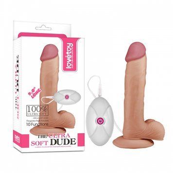 Реалістичний фалоімітатор з вібрацією LoveToy The Ultra Soft Dude Vibrating 9"
