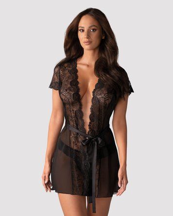 Пеньюар Obsessive Alluria peignoir & thong  , S/M
