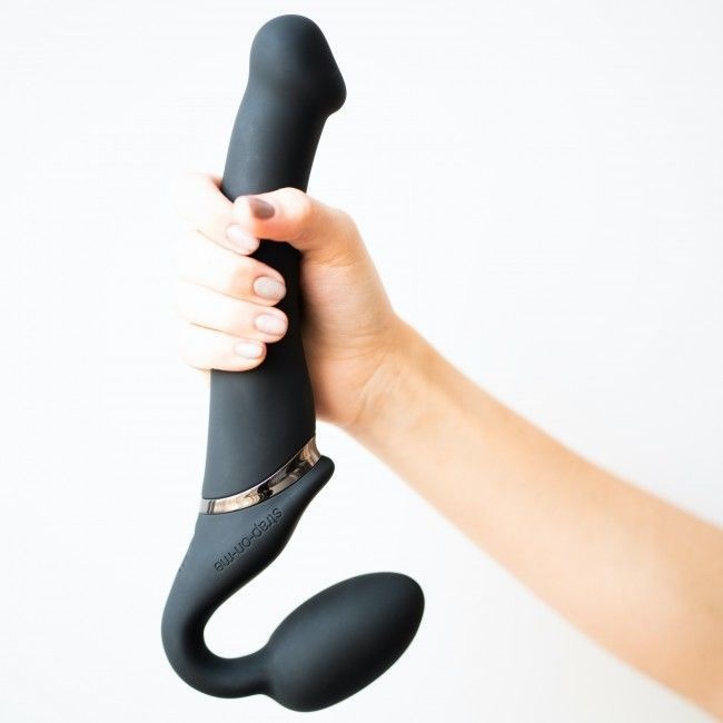 Безремінний страпон з вібрацією Strap-On-Me Vibrating Black M, d - 3,3 см