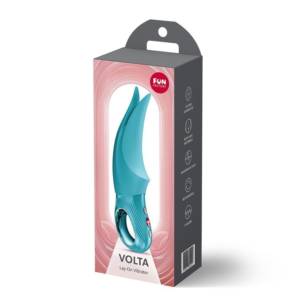 Вибратор для клитора Fun Factory VOLTA Aquamarine, гибкий двойной кончик