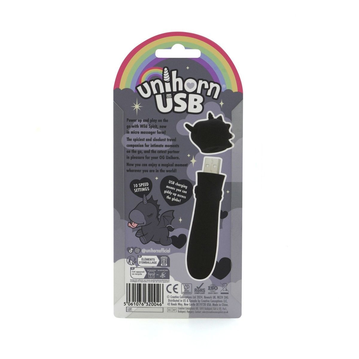 Вібратор-єдиноріжка Unihorn USB Bullet &ndash; Wild Spirit, віброкуля, USB-зарядка, 10 режимів