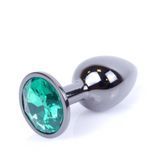 Анальна пробка Jewellery Dark Silver Plug Green - 2,7 см