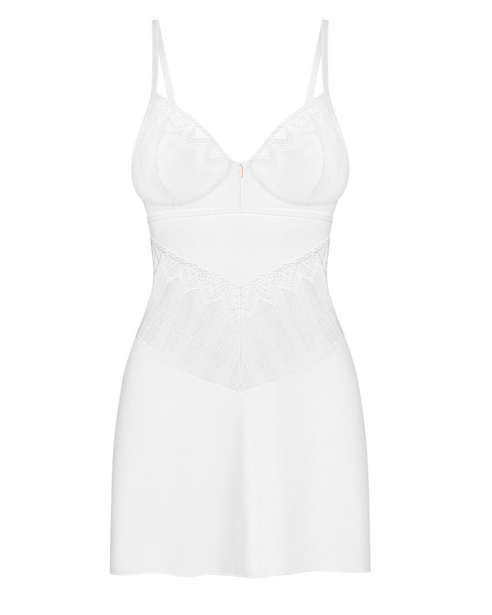 Пеньюар Obsessive Alissium chemise & thong, кружевной лиф, стринги в комплекте, XS/S
