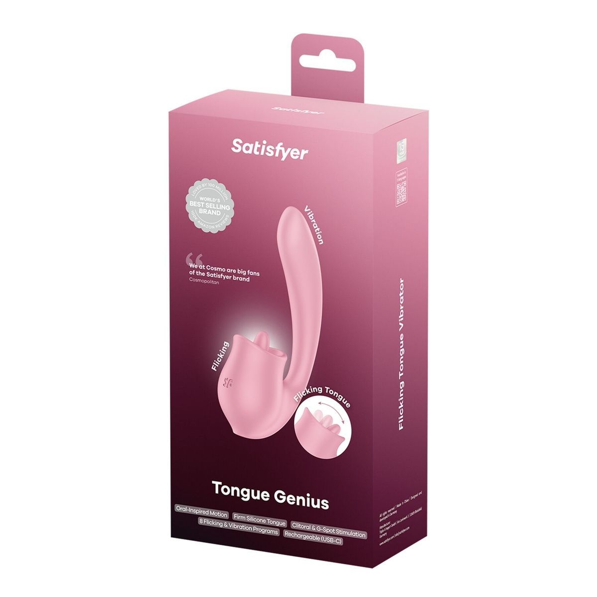 Вагинально-клиторальный вибратор с язычком Satisfyer Tongue Genius с имитацией кунилингуса