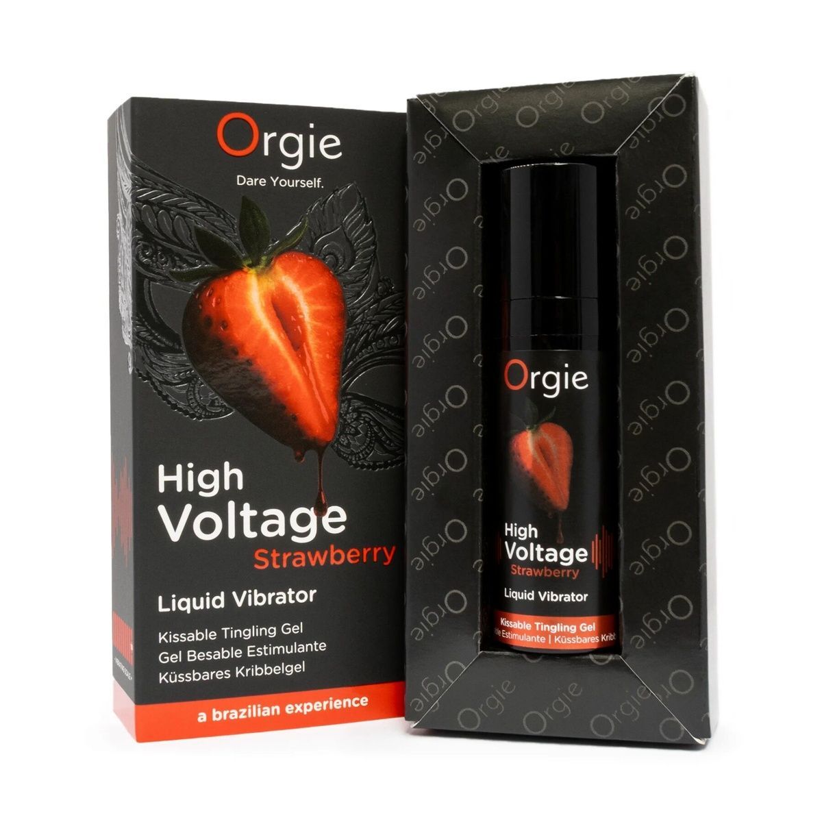 Жидкий вибратор Orgie High Voltage Strawberry, 15 мл, мощный, вкус клубники, подходит для оральных ласк