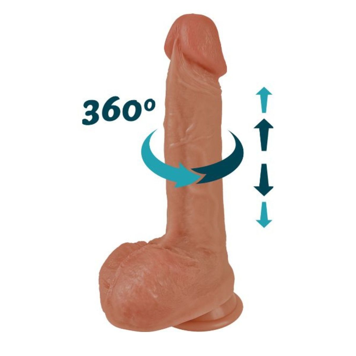 Фалоімітатор з вібрацією та ротацією Erospace Natural Play Thrusting Dildo with Swing Motion and Heating D6, 22 см