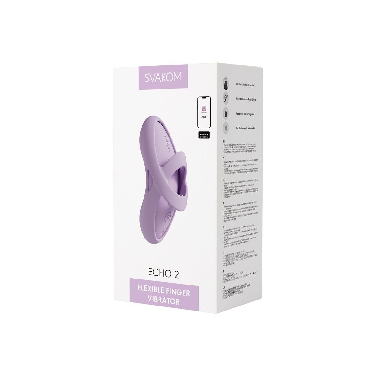 Смарт-вібратор для клітора Svakom Echo 2 Pink Lilac, підігрів до 38 &deg;C, знімна насадка на палець