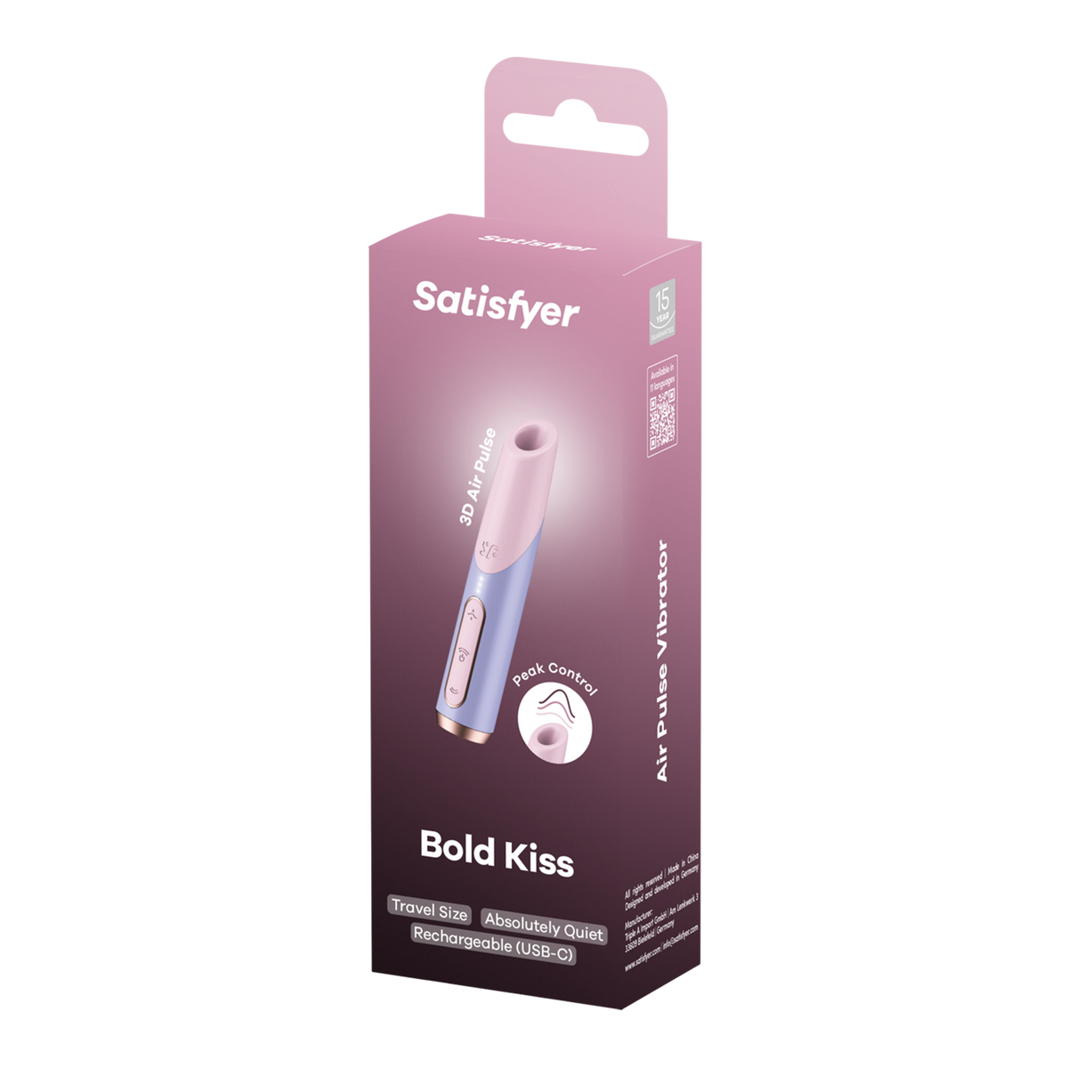 Вакуумний стимулятор Satisfyer Bold Kiss Violet, магнітна технологія 3D Air Pulse, 30 режимів роботи
