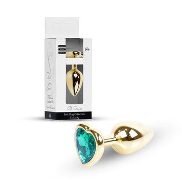 Анальная пробка Jewellery Gold Heart PLUG Green, 2,7 см