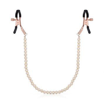 Затискачі для сосків з перлинним ланцюжком Rosy Gold - Nipple Clamps Pearls