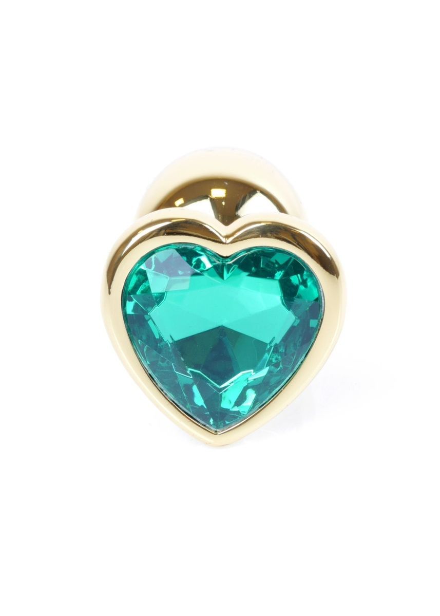 Анальная пробка Jewellery Gold Heart PLUG Green, 2,7 см