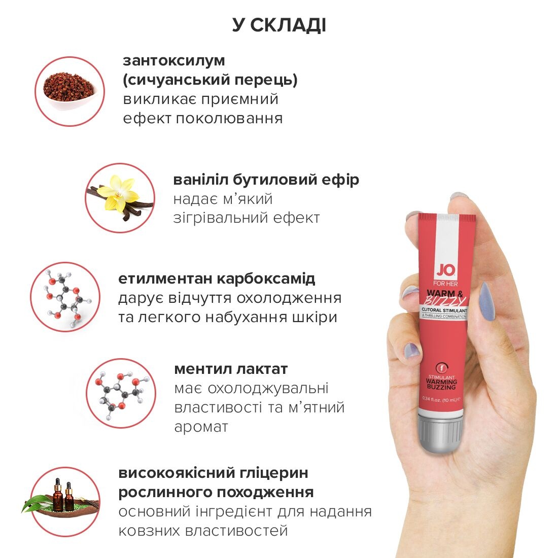 Збуджуючий гель для клітора System JO WARM & BUZZY (10 мл) з ефектом рідкого вібратора