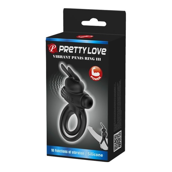 Эрекционное кольцо Pretty Love Vibrant Penis Ring III Black